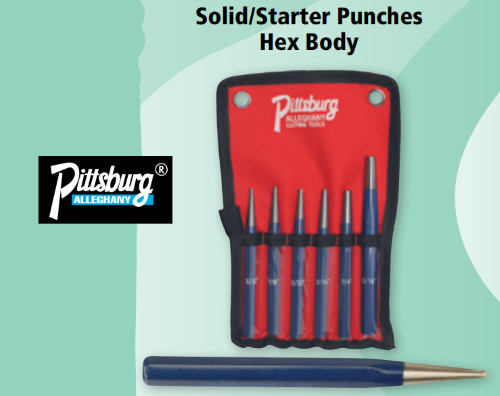 3/16 HEX BODY SOLID/STARTER PUNCH -PITTSBURG ITEM NO. 3109382(FT)-(7PC.)