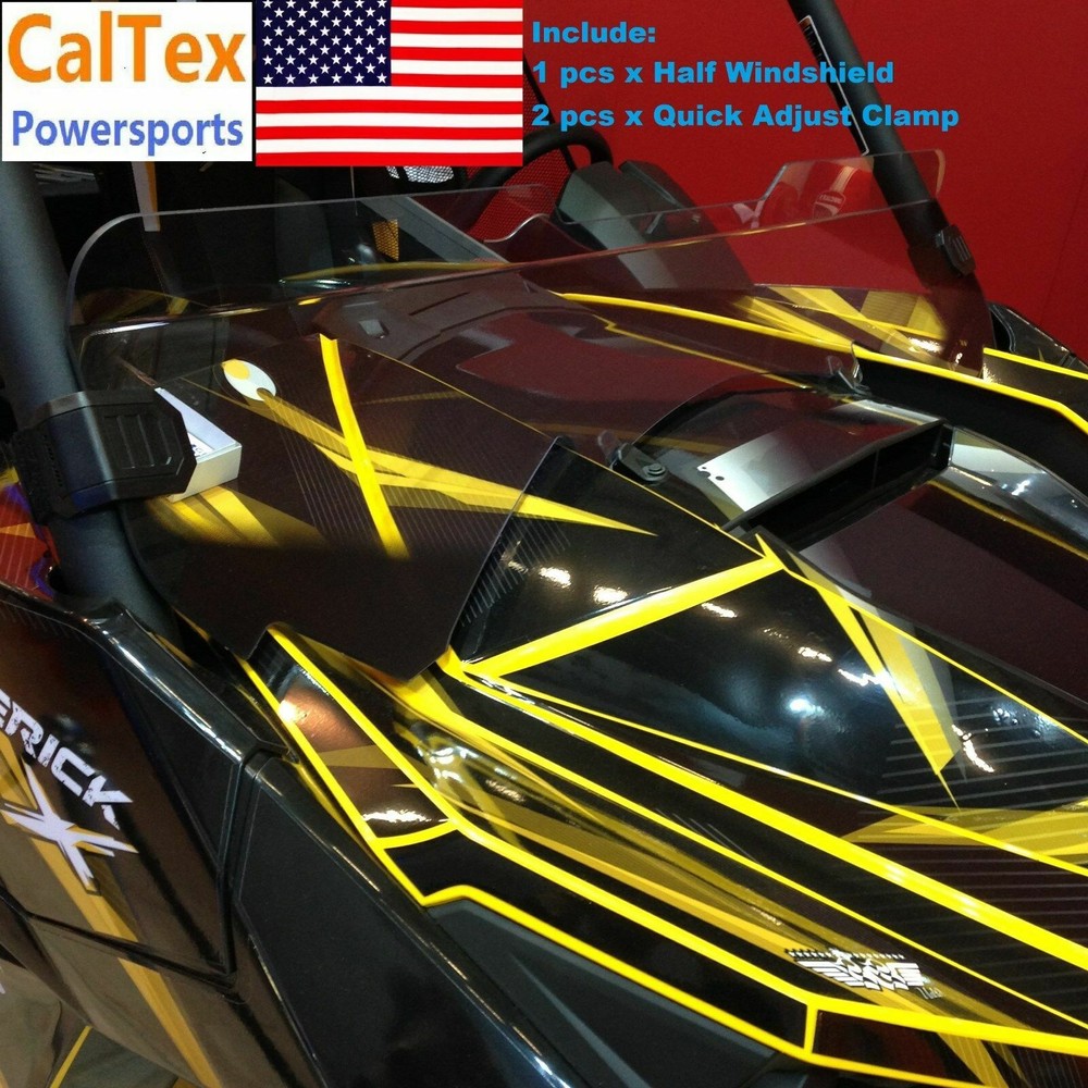 New Can-Am Maverick X3 Half Windshield with 2 Quick Adjust Clamps