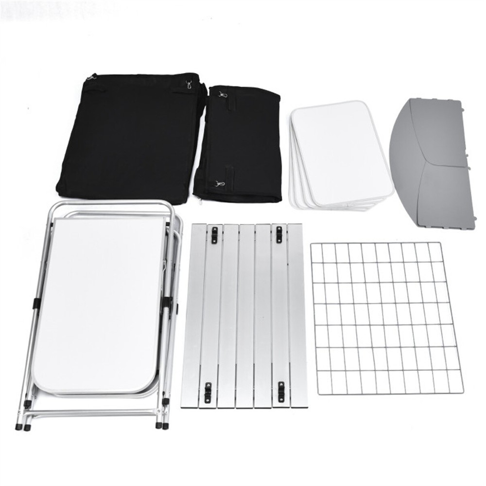 Foldable Camping Kitchen with 2-sided Windshield Pockets