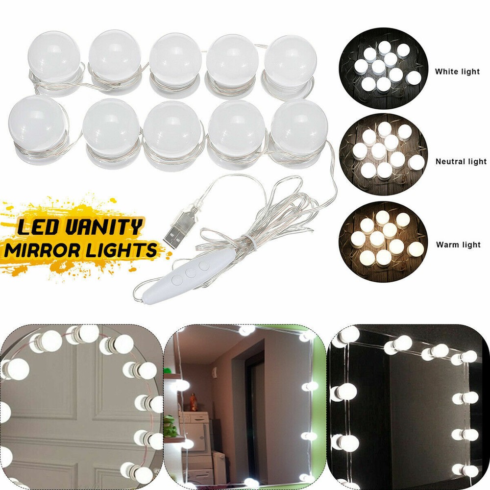 10X Mirror Lights Dimmable LED Makeup Lights Lamps For Makeup Dressing Table