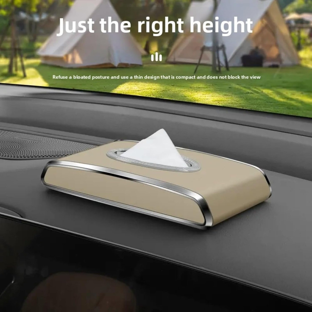 Leather Car Tissue Box for Car Interior, Multi-Function Tissue Holder with Visor