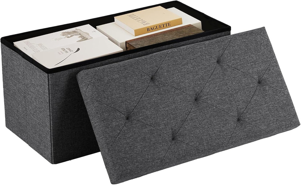 Ottoman with Storage Bench-30 Inches Small Folding Foot Rest Stool with Thicker