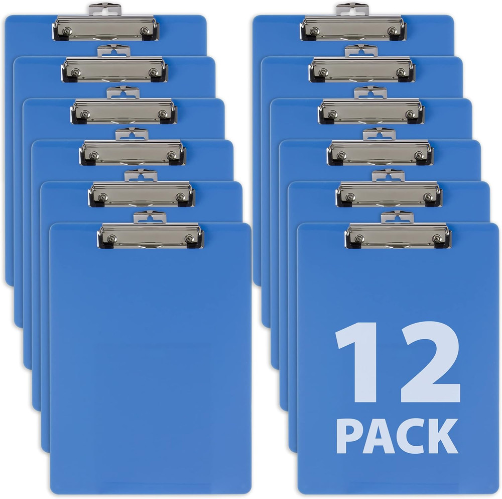 Recycled Plastic Clipboard Holds 8.5 x 11 Sheets 12 Pack