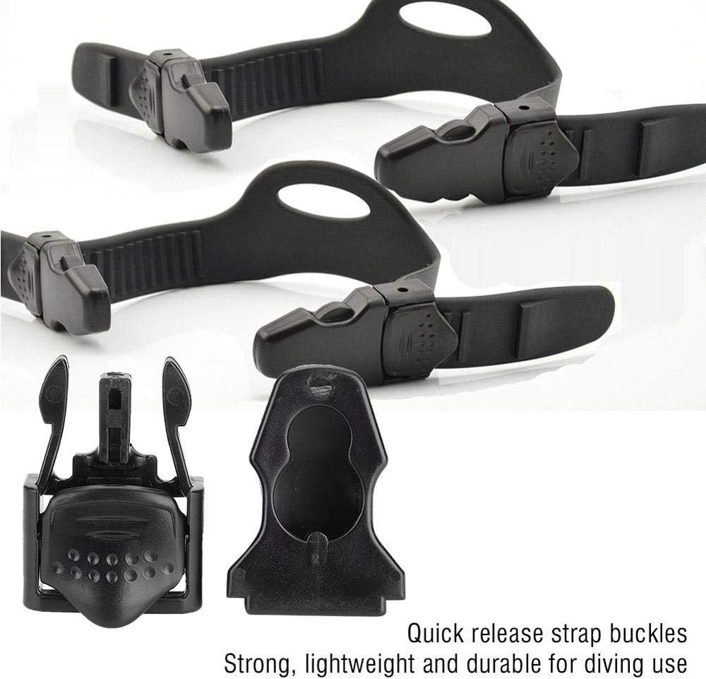 Adjustable Swimming Fin Flippers Diving Quick Release Buckles for A, Black