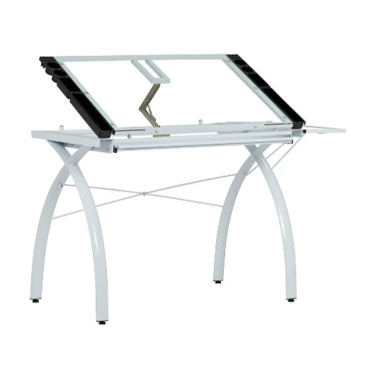 Table Drafting Glass Adjustable Tempered Top Storage Black Drawers Printing New