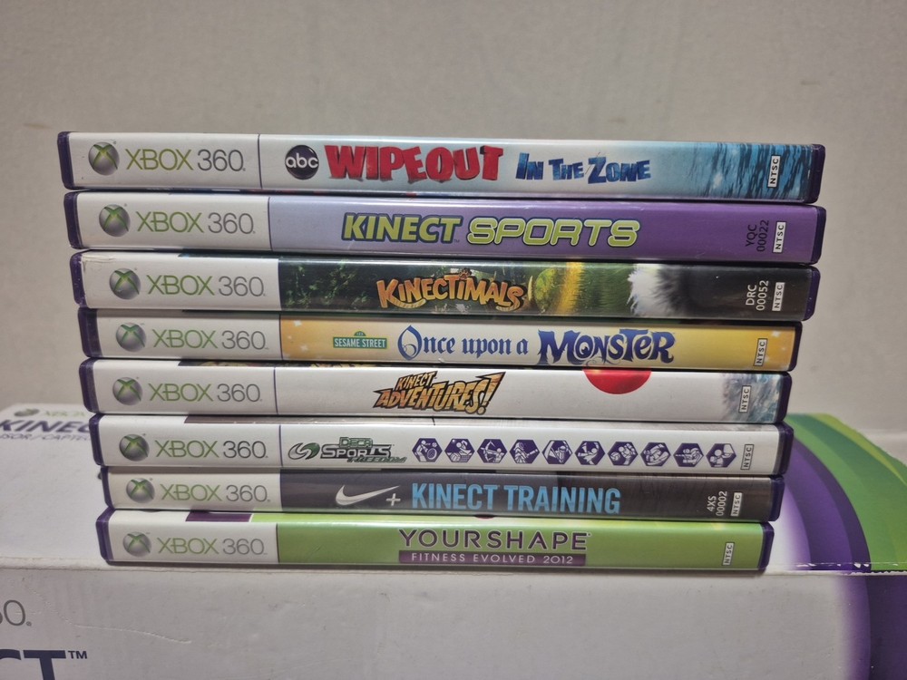 Microsoft Xbox 360 Kinect Sensor IN BOX Tested Bundle Working W/ 8 GAMES (PLB18)