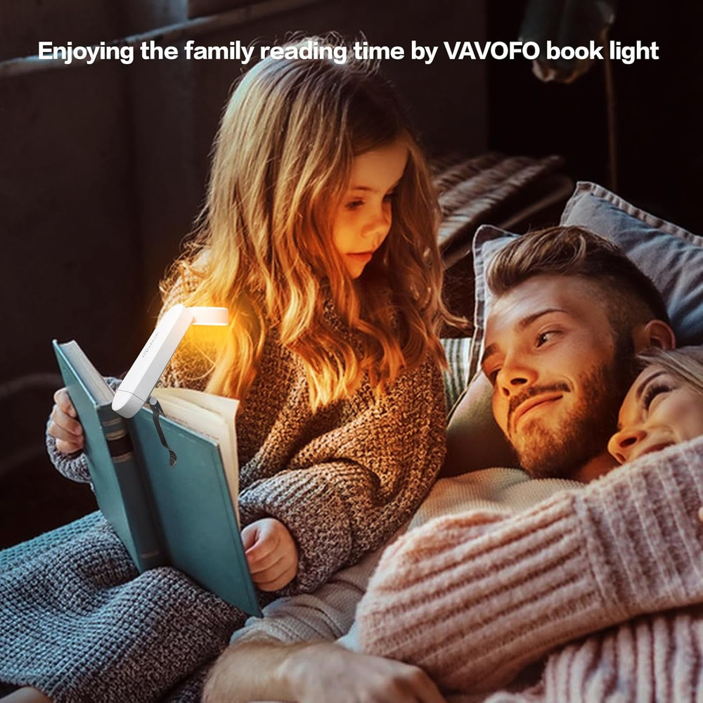 USB Rechargeable Bookmark Reading Light, Blue Light Blocking Amber Leds for Bedt