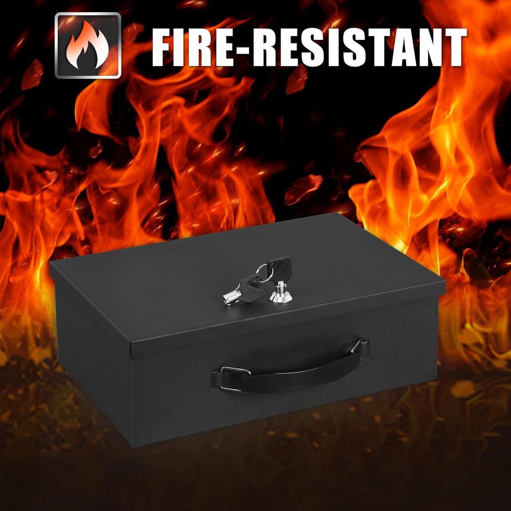 XXL Fireproof Safe Box Key Lock Home Office Document Security Storage Black