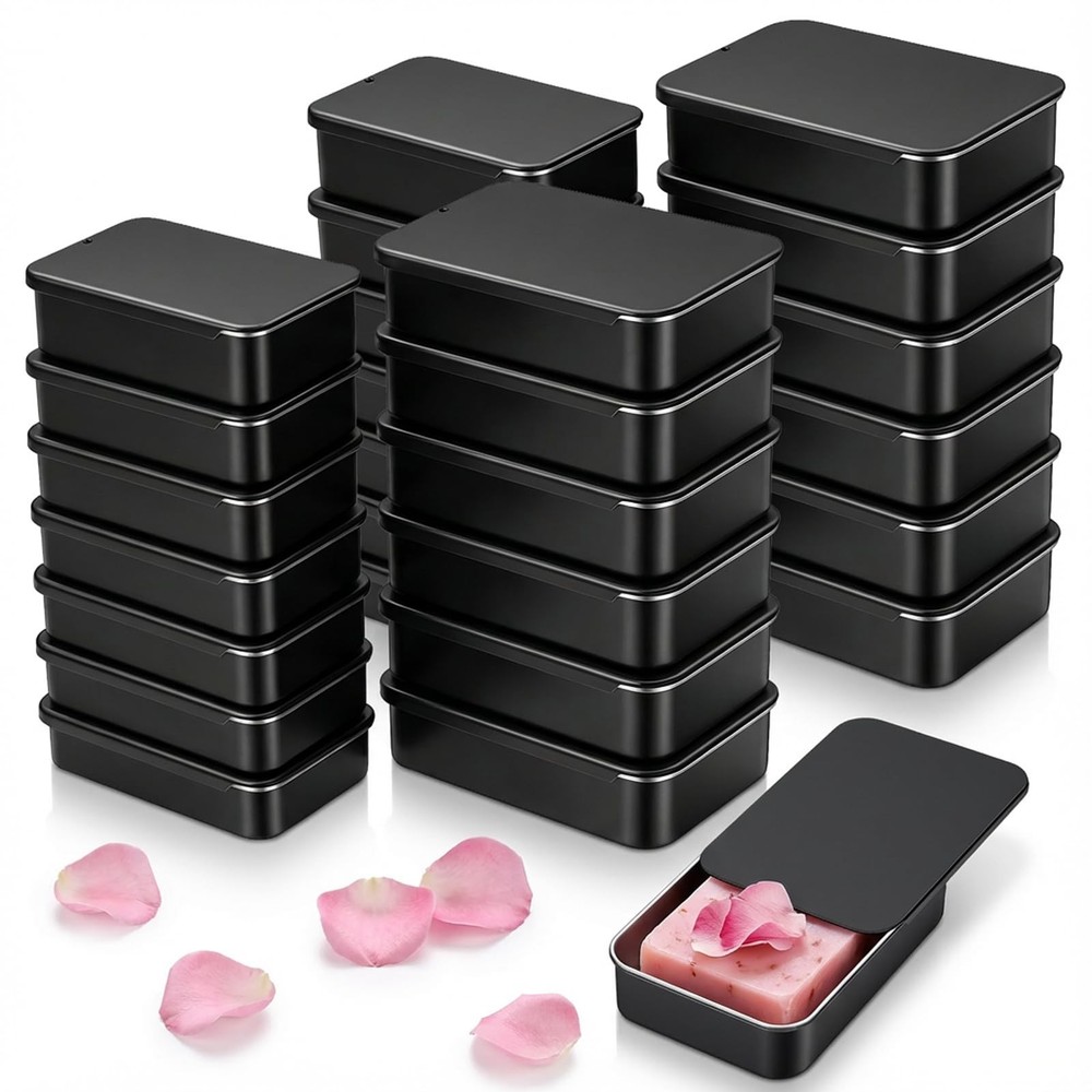 24-Pack Slide Top Rectangular Metal Tin Containers for Candies Jewelry Crafts...