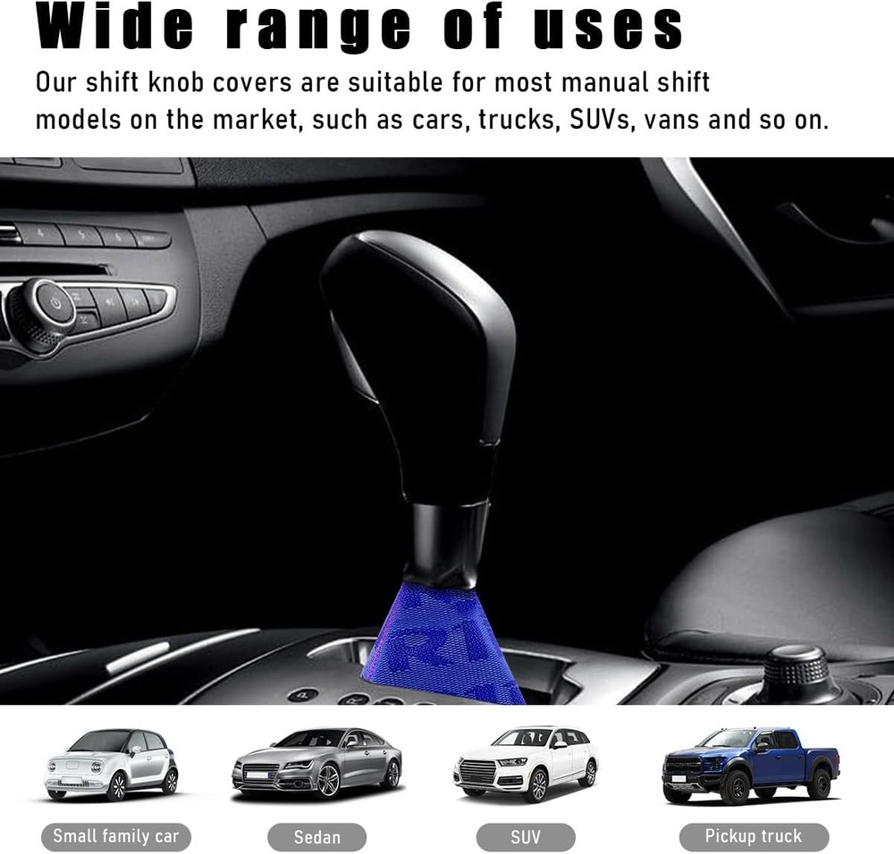 Car Shift Boot Cover, Waterproof Canvas Fabric Manual Automatic Shift Knob Blue