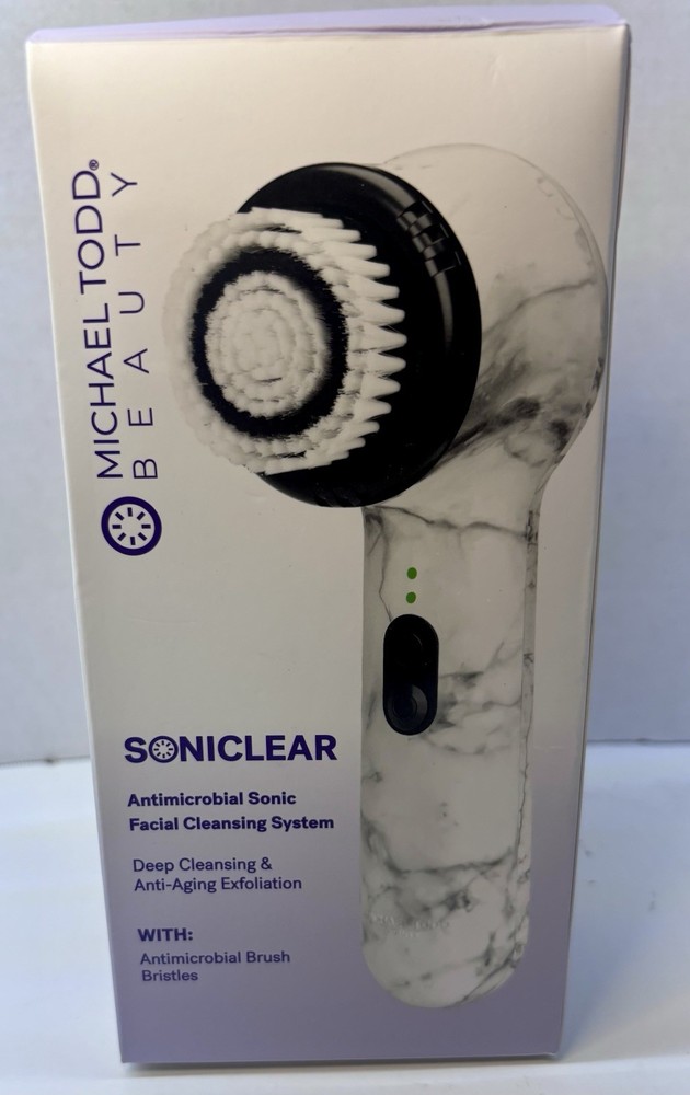 Michael Todd Soniclear Antimicrobial Sonic Cleasing Brush White Marble Open Box