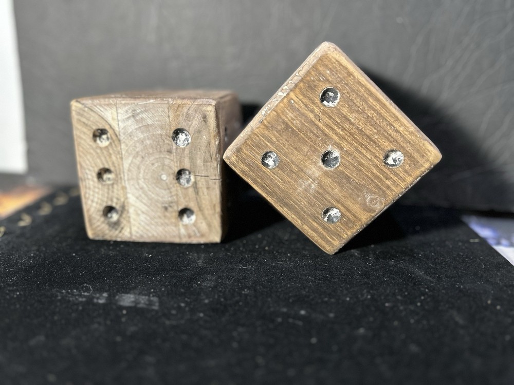 2 Wood Block Dice 4”x4”. # A105