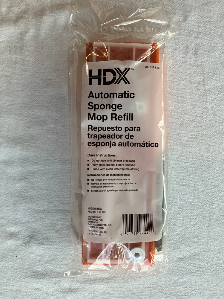 (2) HDX 1000018618 Automatic Sponge Mop Refill, Type S, 9”