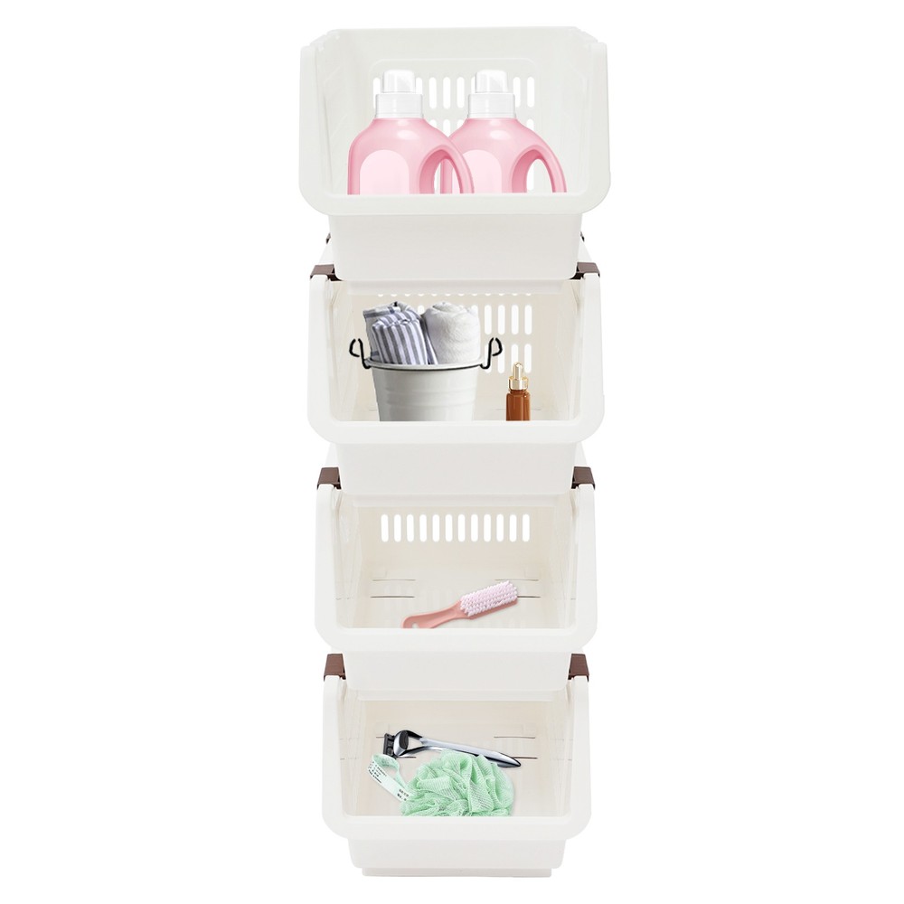 4-Piece Stackable Storage Baskets Set for Organizing