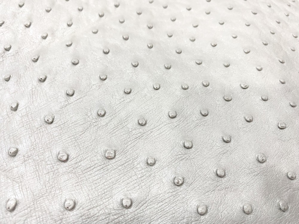 Ostrich Leather skin Pearl White