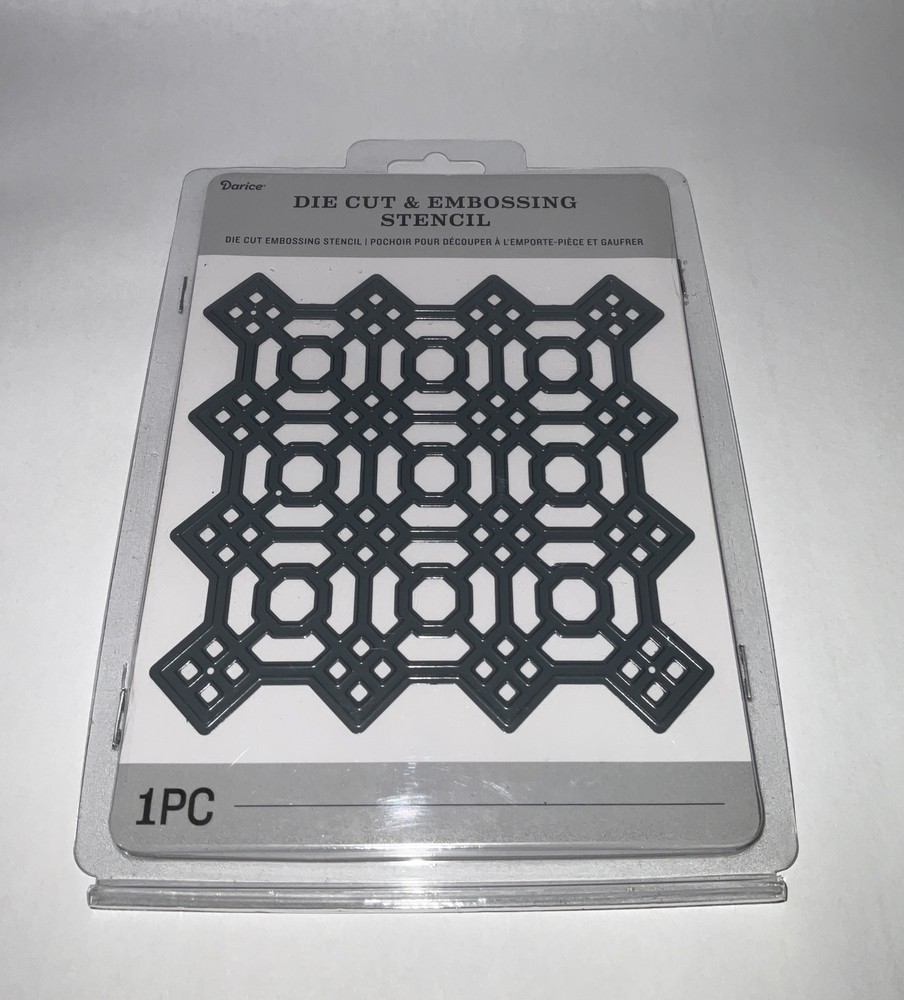 New Darice Silver Square Lattice Pattern Die Cut & Embossing Stencil 1pc