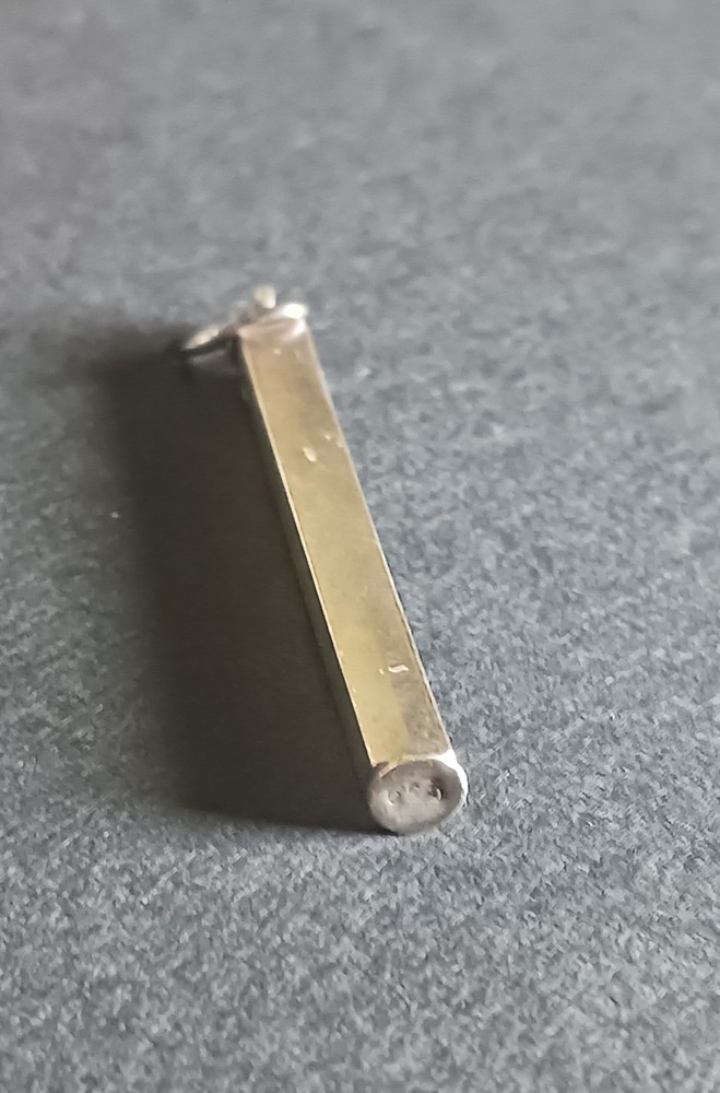 Vtg Sterling Silver Vertical Rectangular 1.75" Bar Pendant Minimalist
