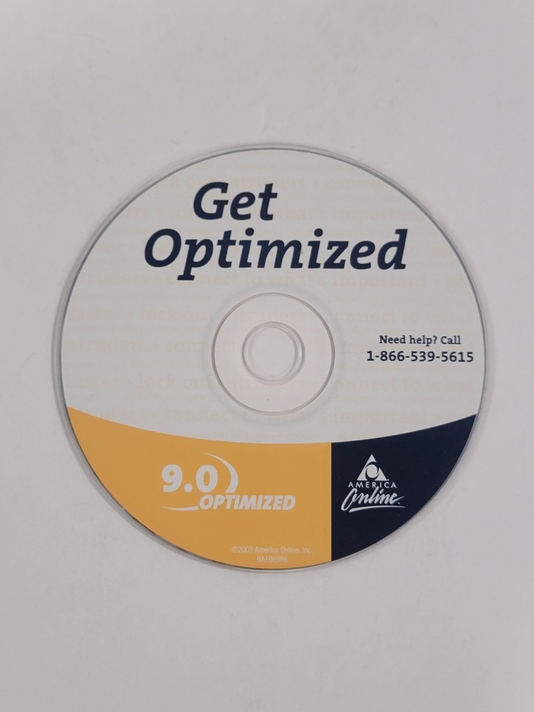 VINTAGE AOL America Online CD-ROM Featuring 9.0 Optimized - DISC ONLY