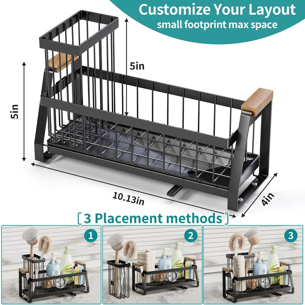 SILUB Sink Organizer (Black, Large 1 Tier)