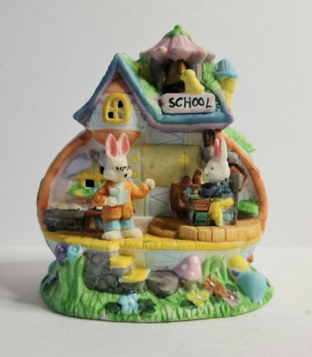 Vintage Easter Egg Porcelain Lighted Dwelling School