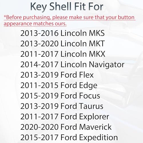 Key Fob Shell Case Replacement Fits for Ford Edge Explorer Focus Taurus Flex
