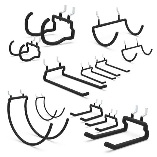 Heavy Duty Pegboard Hooks - Black Peg Board Hooks for Hanging Tools, Drill 12PC