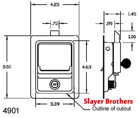 Large Paddle Handle Cab Latch with Inside Release and Strike Plate
