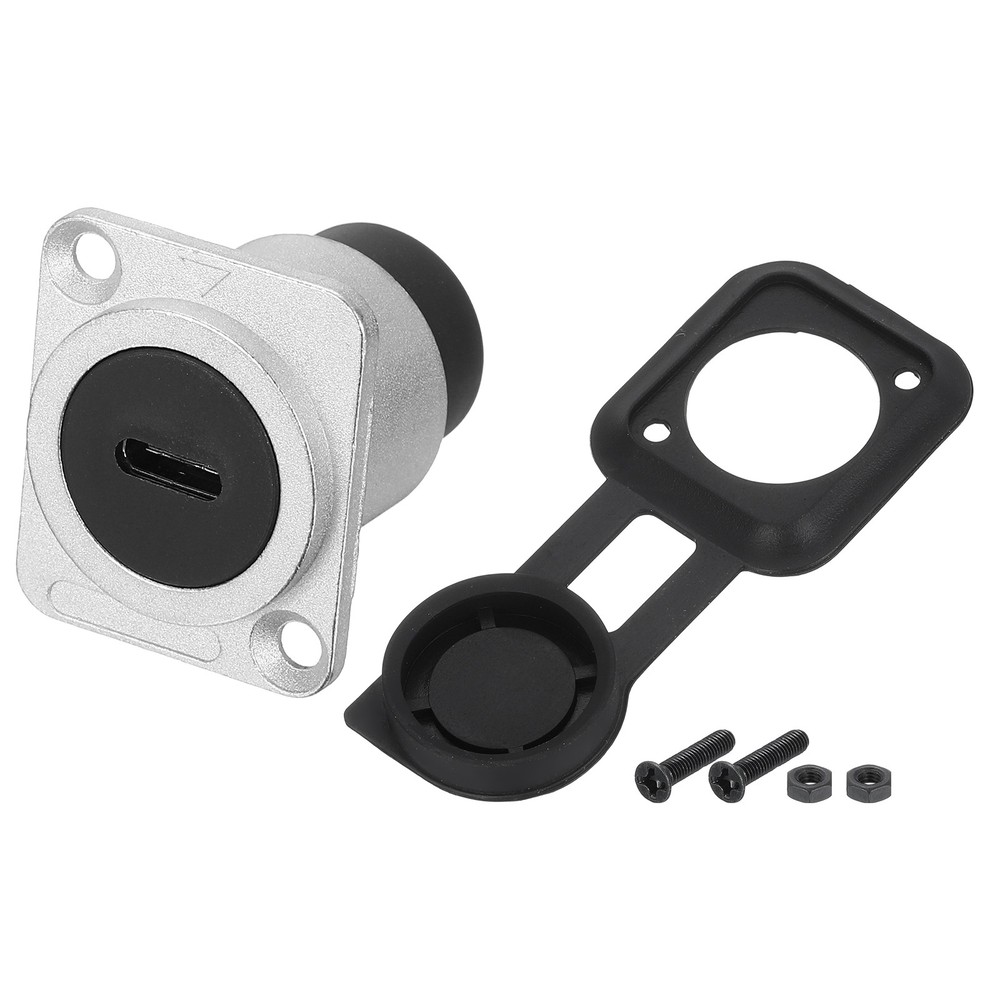 1Pcs Type C Panel Mount Coupler, D-Type USB C Pass Through 10Gbps Silver