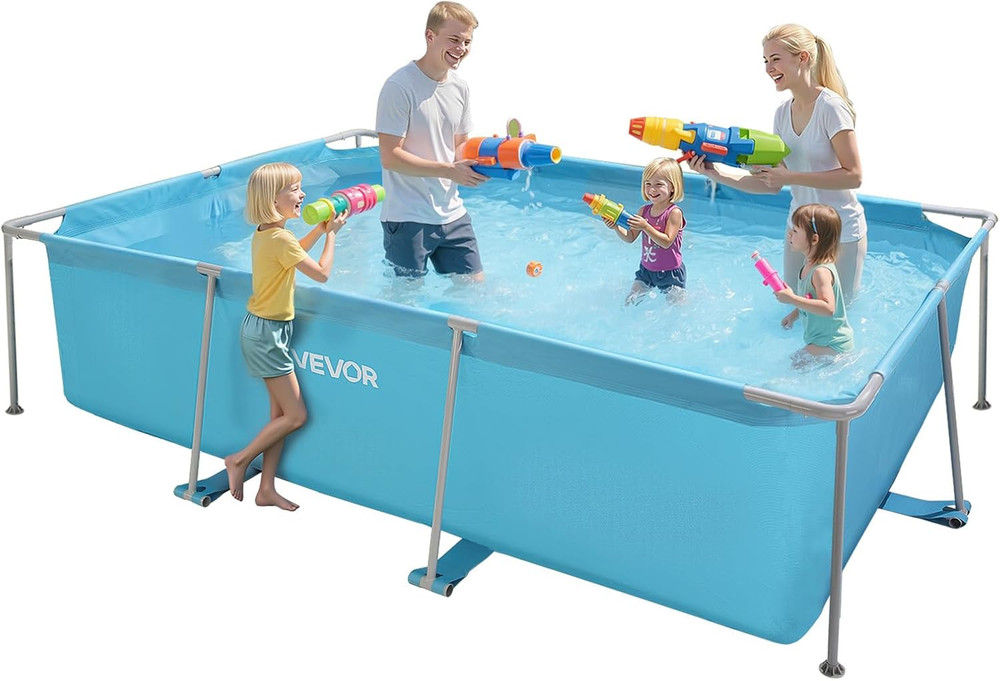 Easy Assembly Rectangular Above Ground Pool, 118"x78"x30", 1046 Gallons