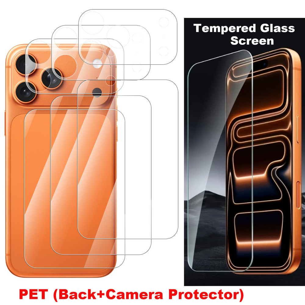 For iPhone 17 Pro Max 17 Pro Tempered Glass Screen Front+Back+Camera Protector