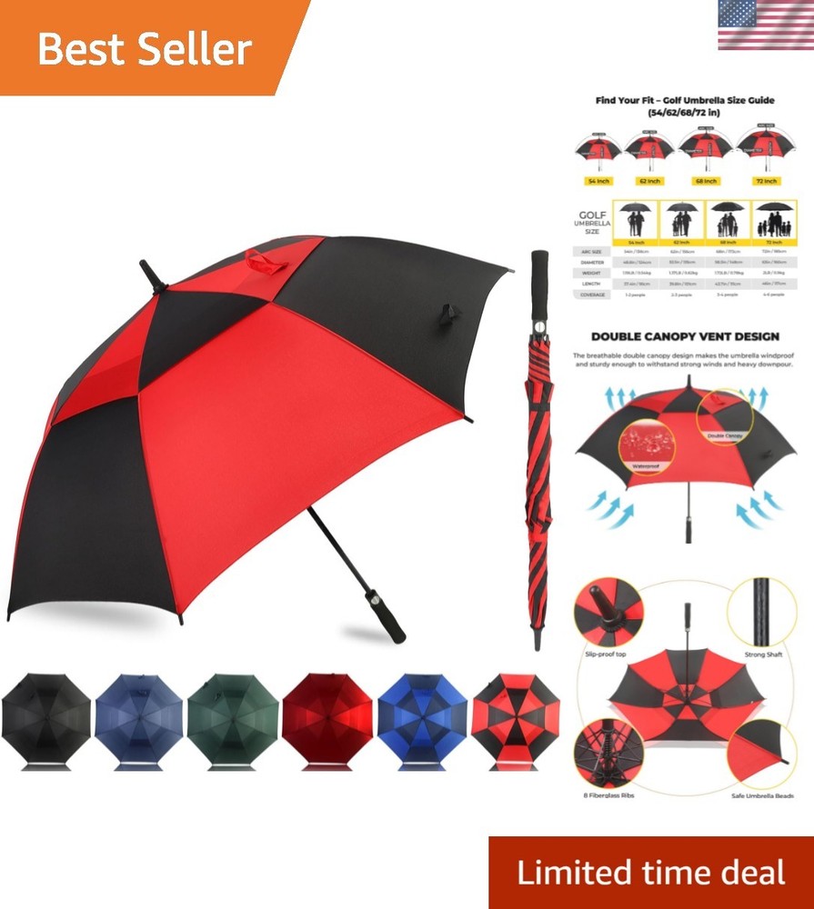 Automatic Open Golf Umbrella 54/62/68/72 Inch, Extra Large Windproof Vented D...