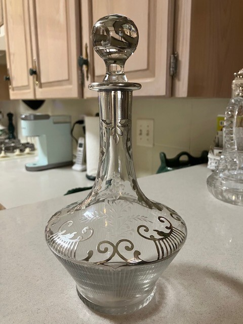 Vintage Silver Overlay Liquor Decanter