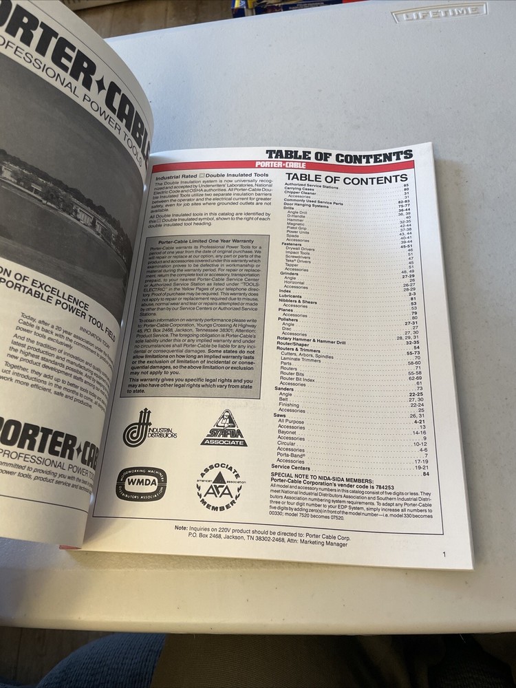 1 Porter Cable Professional Power Tools Catalog PC-143 FROM 1985