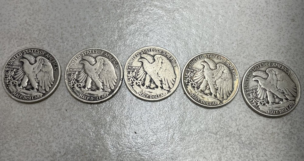 Walking Liberty half dollar /5 Coins