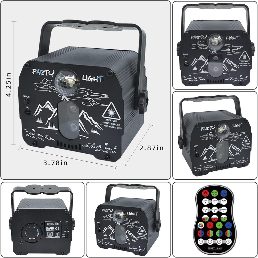 Party DJ Lights with Remote Control, Portable Mini Disco Ball Usb Powered 7