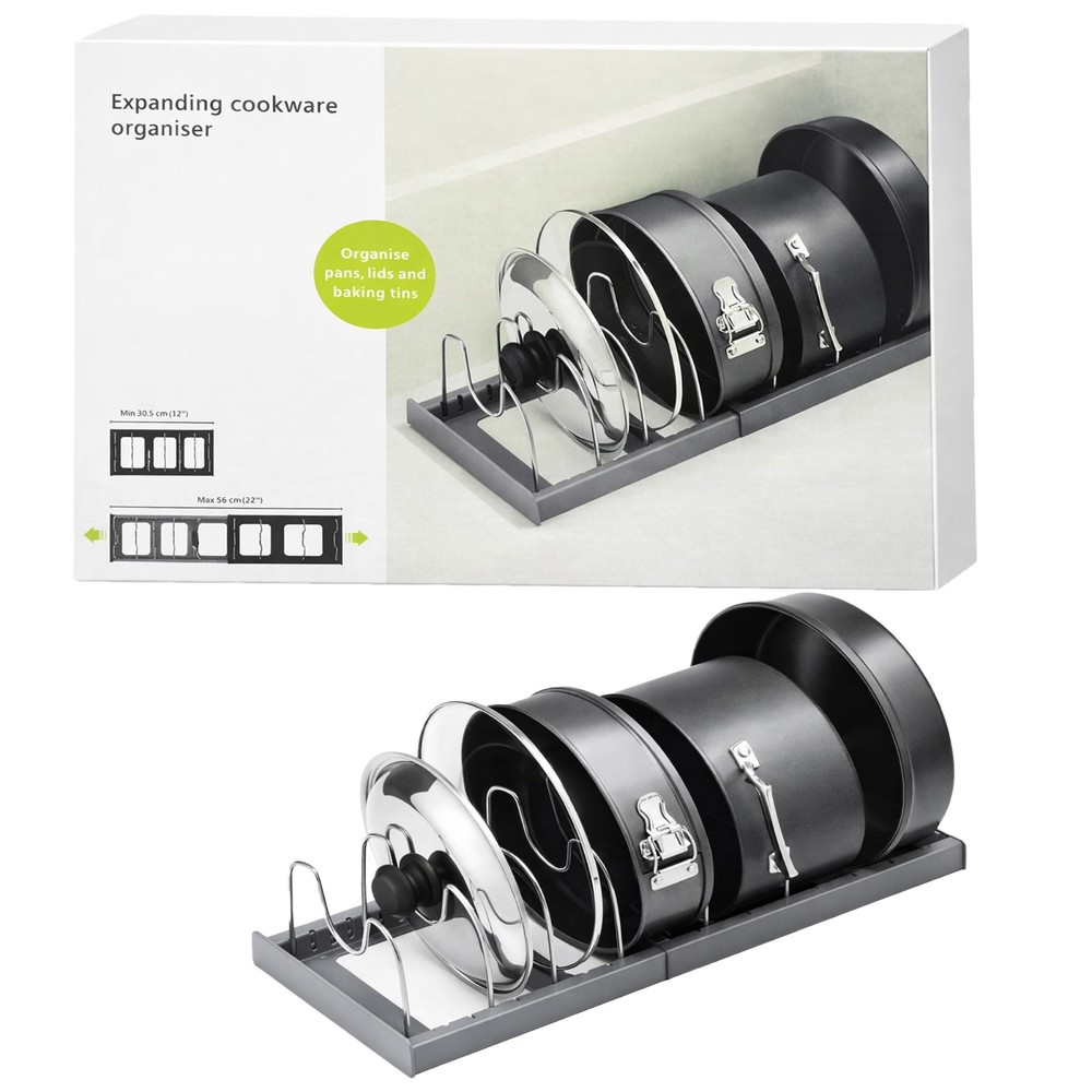 Adjustable Expandable Pot Lid Pan Plate Organizer Rack Kitchen Cabinet Storage