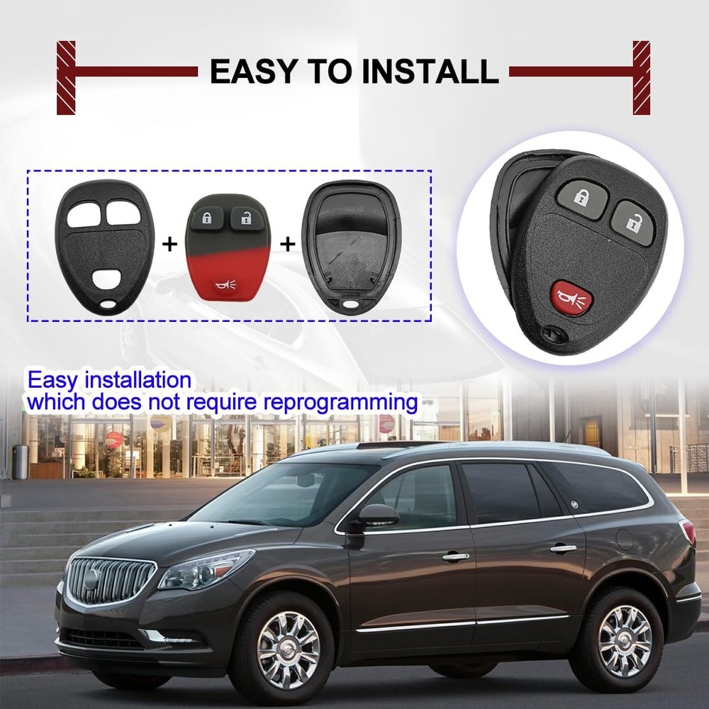 Key Fob Keyless Entry Remote Shell Case Compatible with Silverado Black