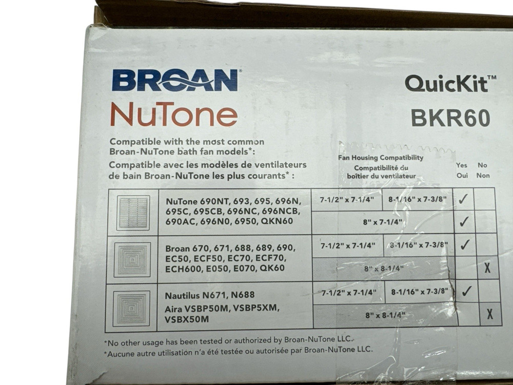Broan NuTone Quickit 60 CFM Bathroom Vent Upgrade Kit BKR60 (OB1)