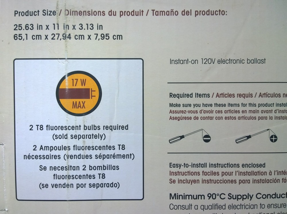 NIB Nice 26" White-Finish 2-Bulbs Fluorescent CEILING LIGHT