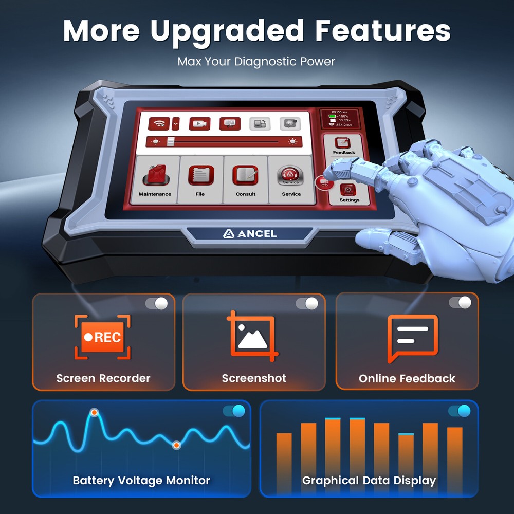 ANCEL DS100 OBD2 Scanner Check Engine Code Lifetime Free Update Brake Reset Test