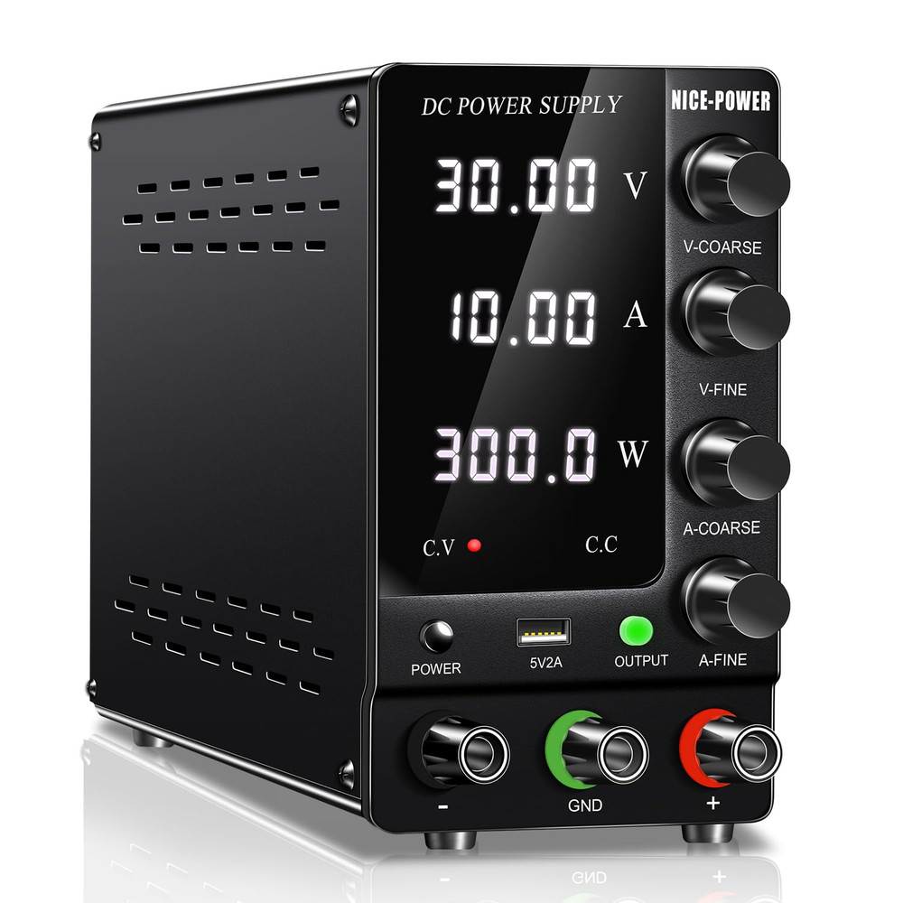 DC Power Supply Variable 30V 10A, Adjustable Switching Regulated DC Bench Power