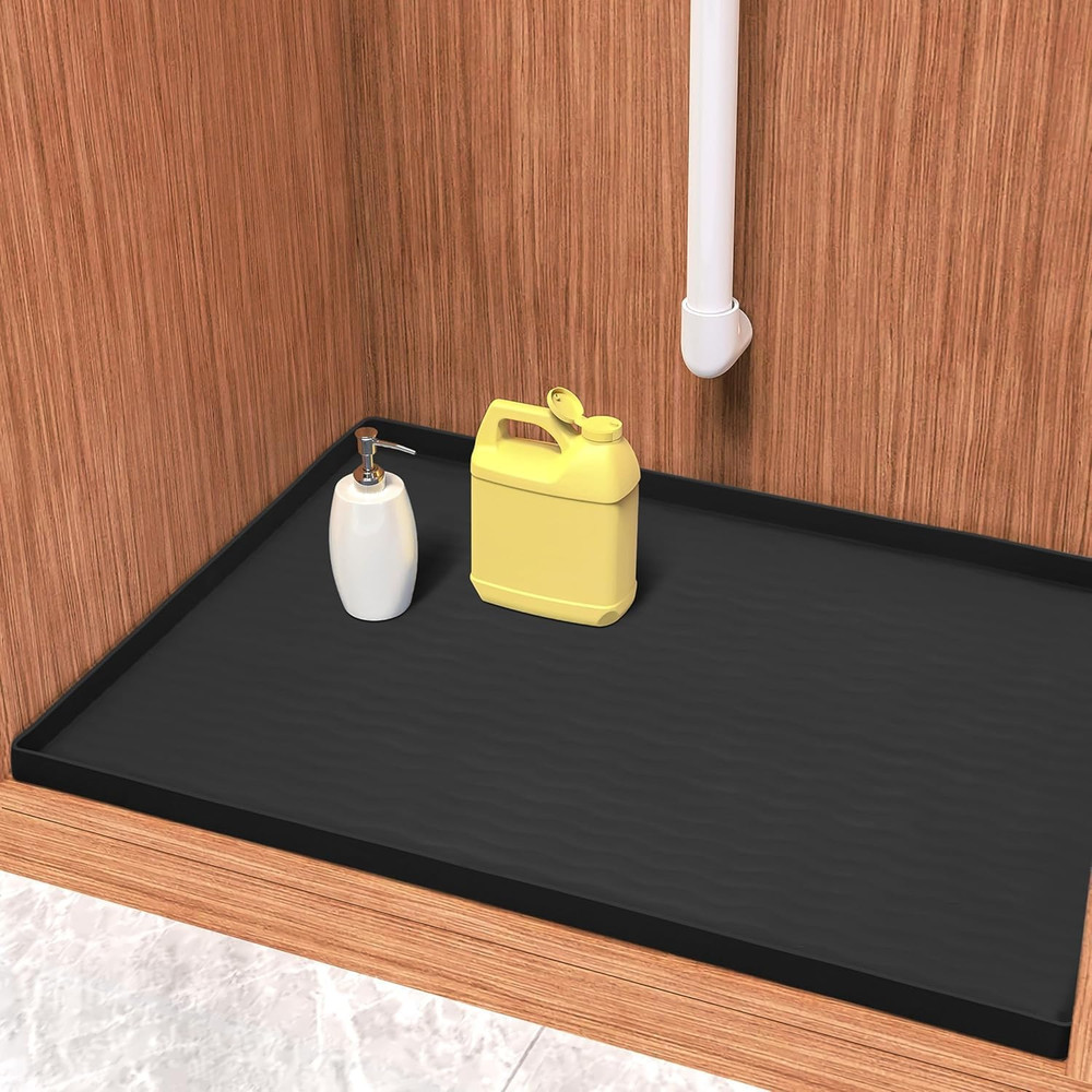 Waterproof Silicone under Sink Mat 34'' X 22'' Shelf Liner for Kitchen and Bathr