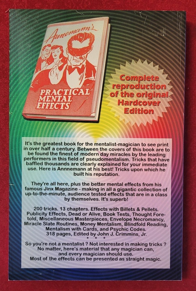 PRACTICAL MENTAL EFFECTS BOOK T. Annemann Card ESP Mentalism Magic Trick