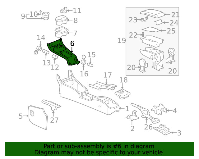 Light Gray Front Floor Console Transmission Shift Opening Trim Plate (15212344)