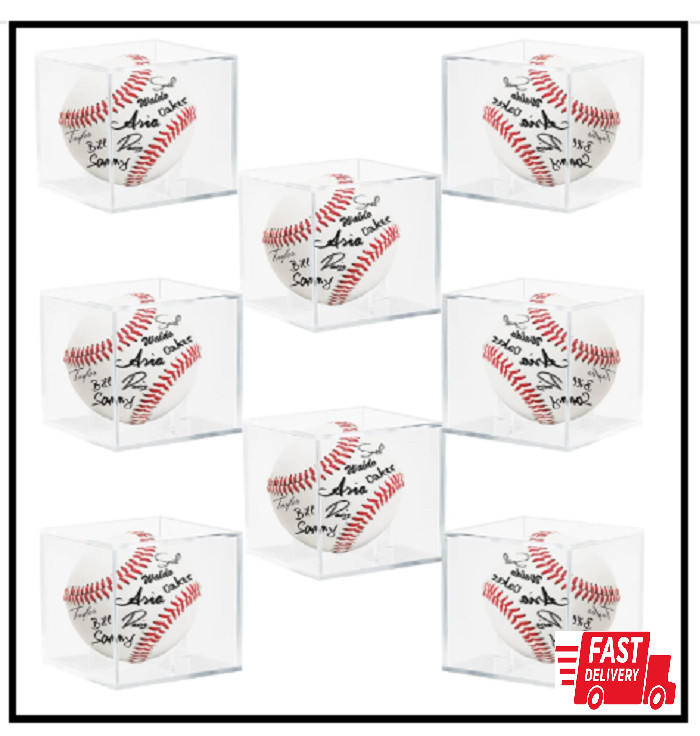 8 Pack Acrylic Baseball Case for Display UV Protected Baseball Display Cube