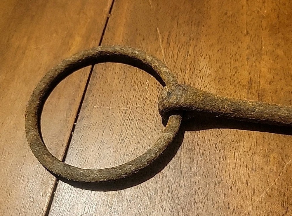 Antique Iron Horse Bit Double Ring Rusty