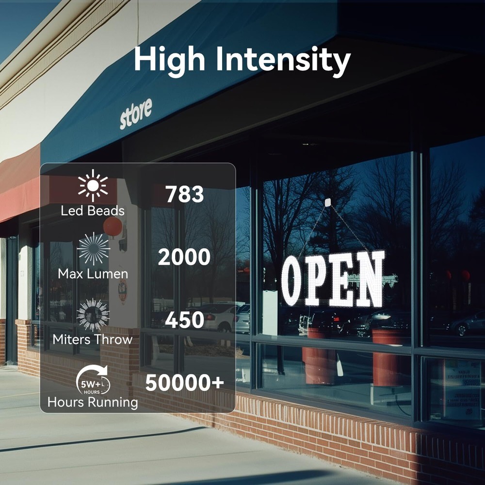 40"x14" Extra Large LED Open Signs for Business, Unique Design Super Bright Open