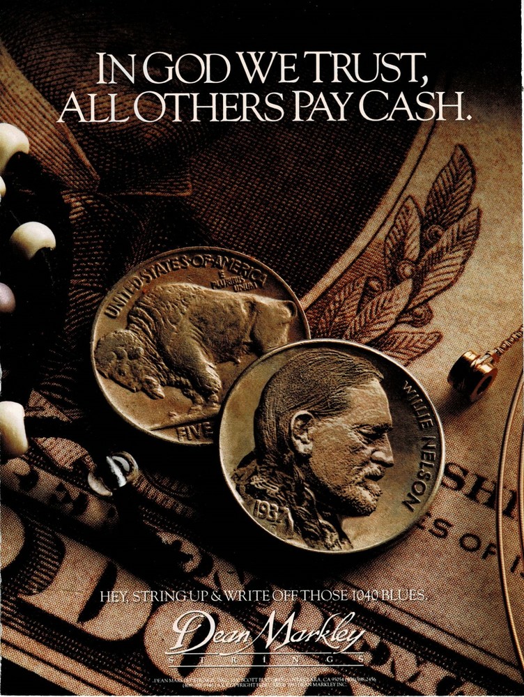 Willie Nelson - Dean Markley - 1994 Print Advertisement