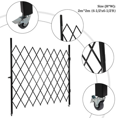 Folding Security Gate Wall Mount Single Folding Door Scissor Gate 7.2ft x 6.5ft