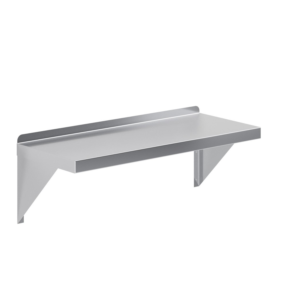 12" Width x 30" Length | Stainless Steel Wall Shelf | Square Edge